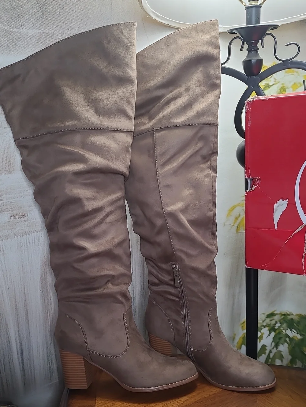 New in box! Journee Kaison Womens 8.5 Wide Calf Taupe Slouch Over the Knee Boots